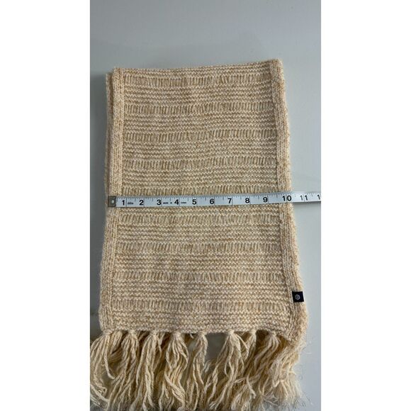 Gap Women's Cream Gold Metallic Sparkle Fringe Scarf Lambswool Blend 10 x 74 - Picture 10 of 12